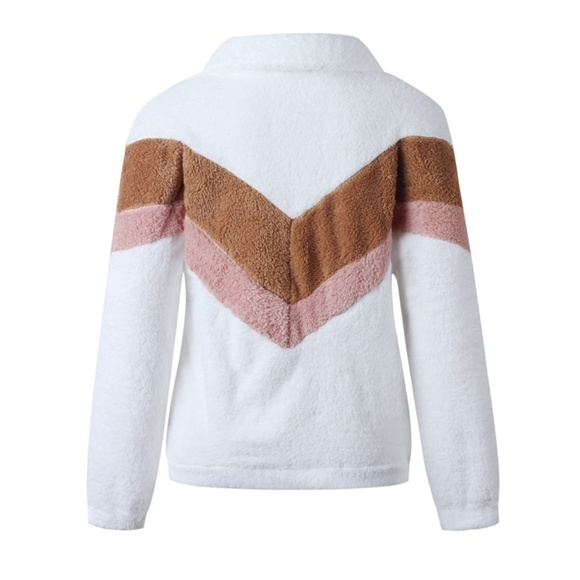 Pink White Fleece Pullover Sherpa Quarterzip - Picture 5 of 5